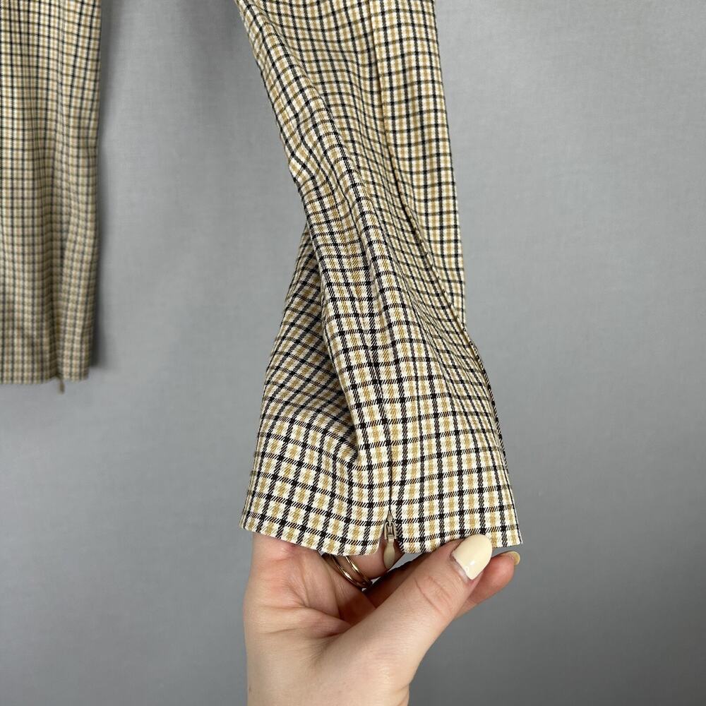 Theory Alettah Ainsley Pants 4 Womens Tan Plaid Check Trouser Academia Twee Prep - Picture 4 of 12